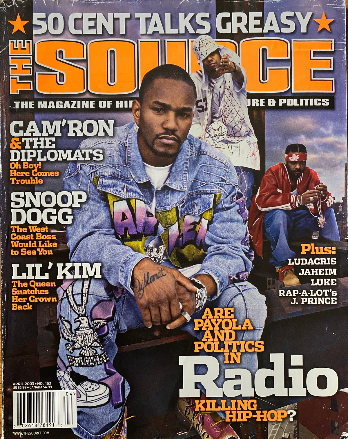 The Source Magazine April 2003 cover featuring Cam'ron and The Diplomats, Oh Boy Here Comes Trouble, Issue No. 163
