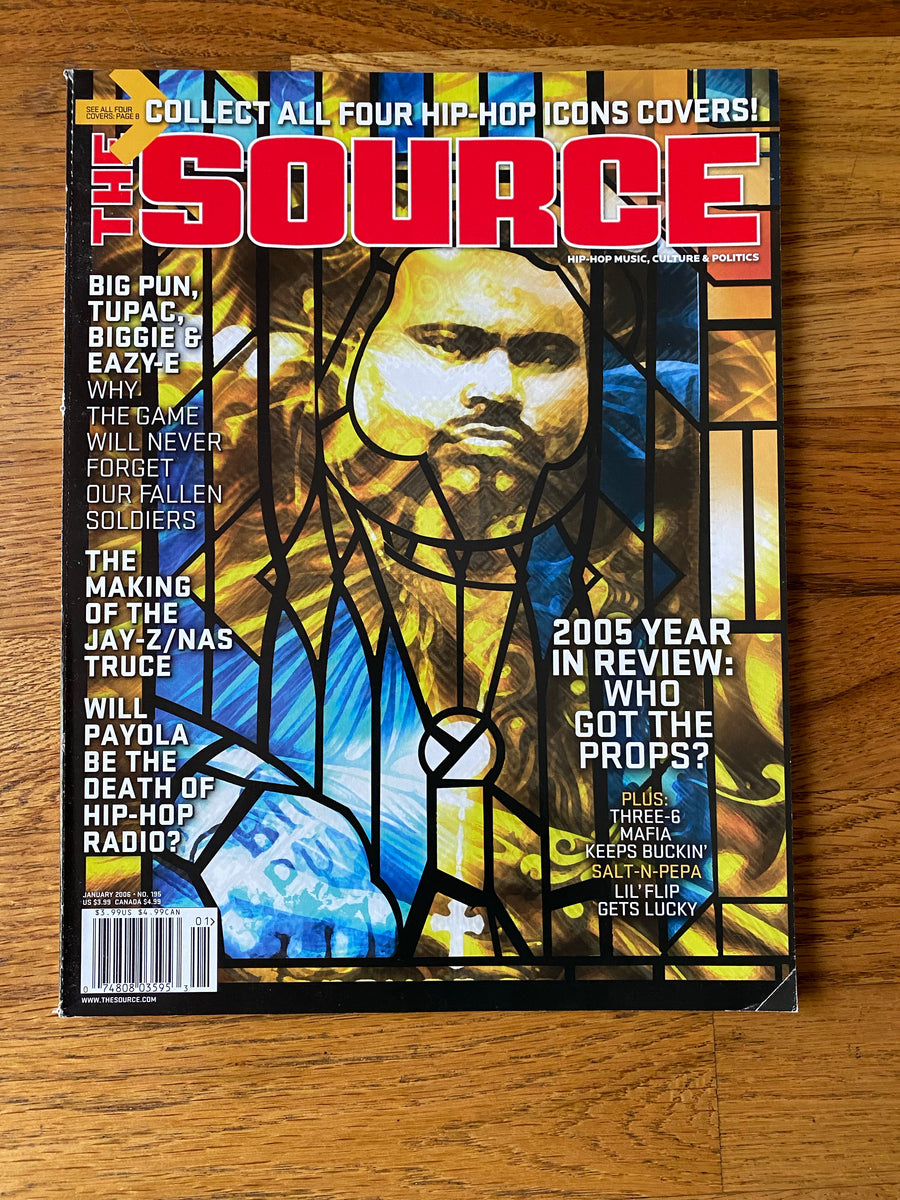 The Source Magazine January 2006 stained-glass cover featuring Big Pun, one of four fallen hip-hop icons collector's covers, Issue No. 195