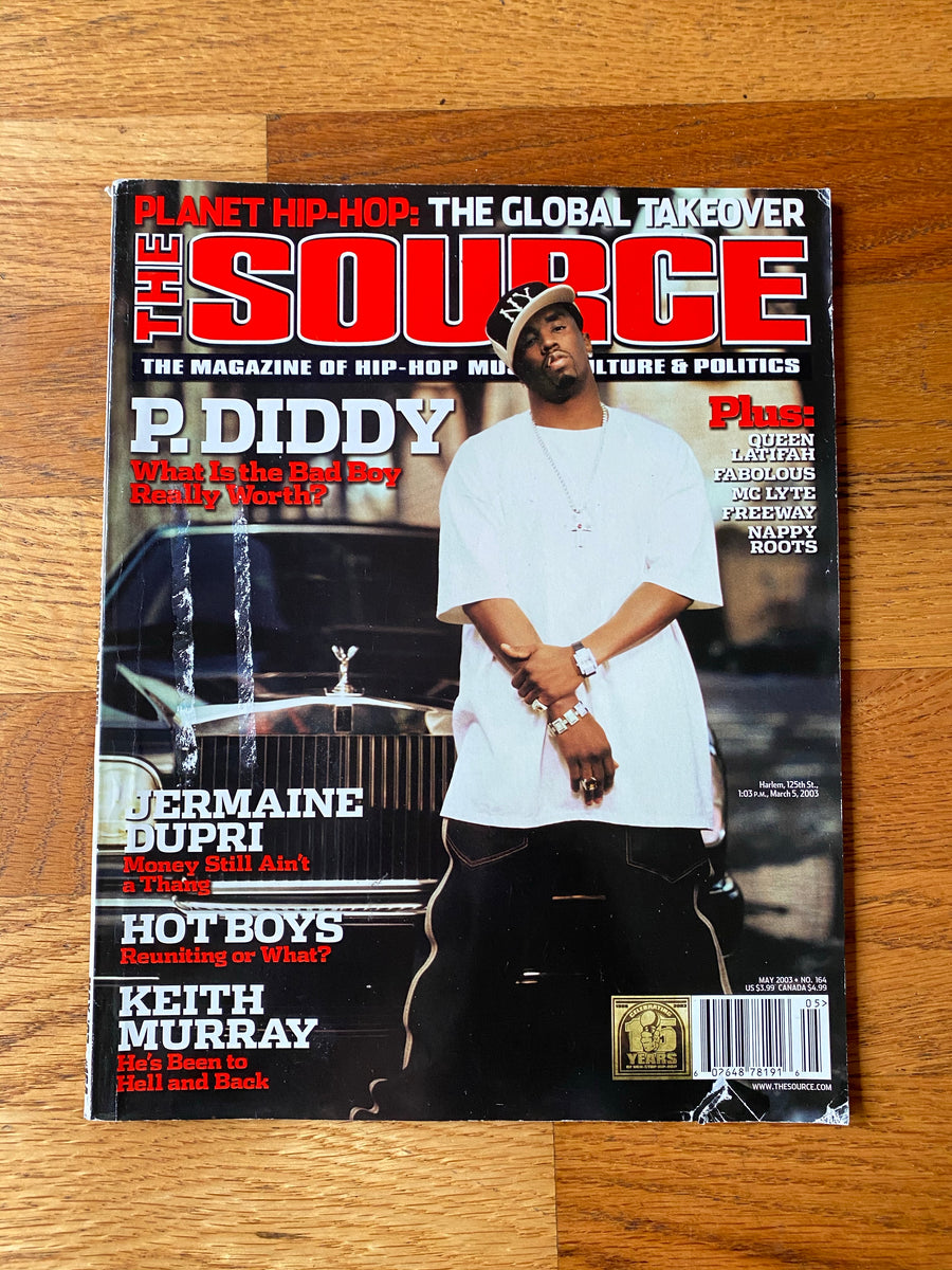The Source Magazine May 2003 cover featuring P. Diddy, What Is the Bad Boy Really Worth and the Planet Hip-Hop global takeover issue, Issue No. 164