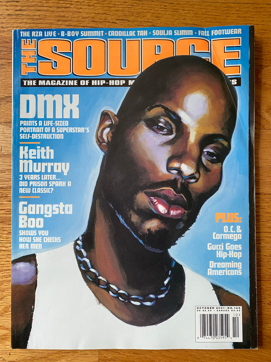 The Source Magazine October 2001 cover featuring a painted portrait of DMX, Issue No. 145